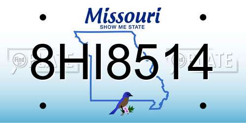 8HI8514 Missouri License Plate