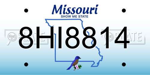 8HI8814 Missouri License Plate