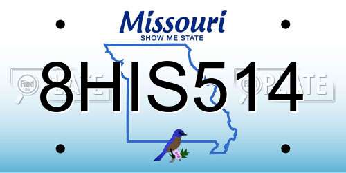 8HIS514 Missouri License Plate