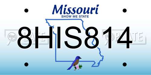 8HIS814 Missouri License Plate