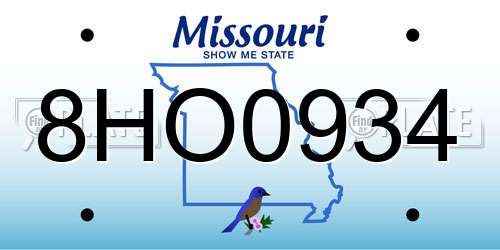 8HO0934 Missouri License Plate