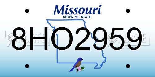 8HO2959 Missouri License Plate