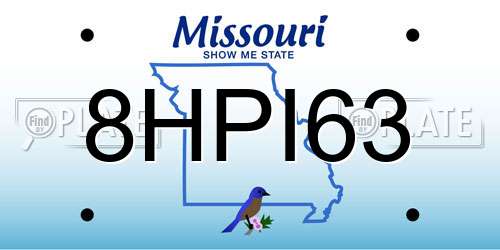 8HPI63 Missouri License Plate