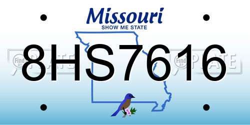 8HS7616 Missouri License Plate