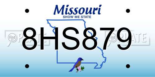 8HS879 Missouri License Plate