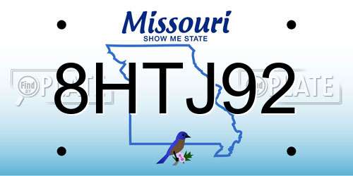 8HTJ92 Missouri License Plate