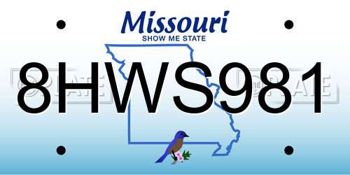 8HWS981 Missouri License Plate