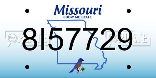 8I57729 Missouri License Plate