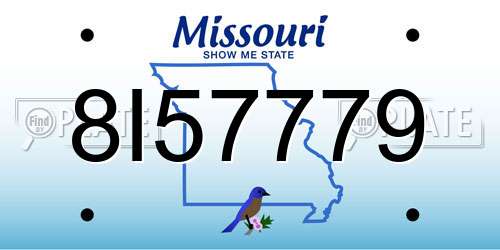 8I57779 Missouri License Plate