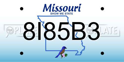 8I85B3 Missouri License Plate