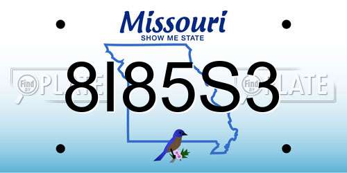 8I85S3 Missouri License Plate