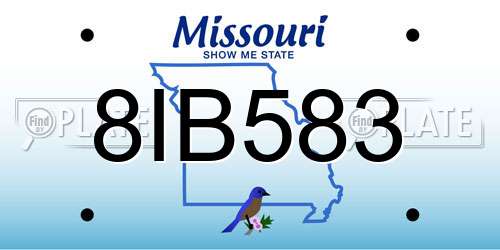 8IB583 Missouri License Plate