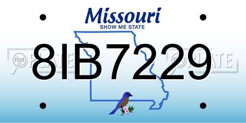 8IB7229 Missouri License Plate