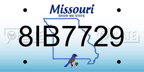 8IB7729 Missouri License Plate