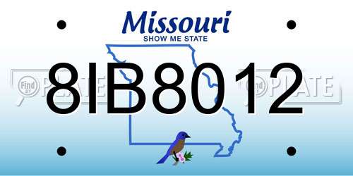 8IB8012 Missouri License Plate