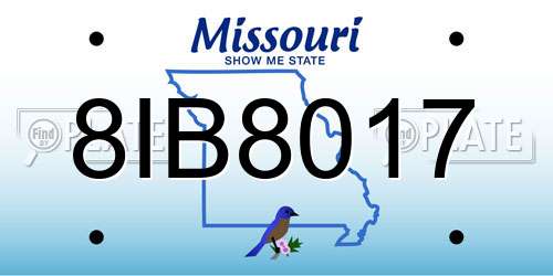 8IB8017 Missouri License Plate