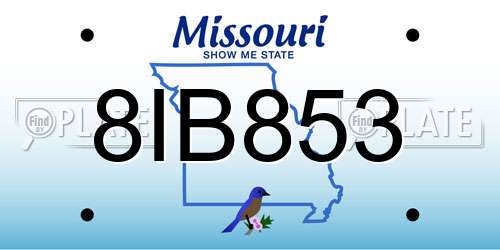 8IB853 Missouri License Plate