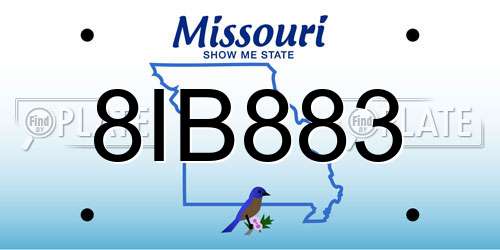 8IB883 Missouri License Plate