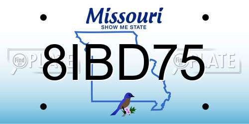 8IBD75 Missouri License Plate