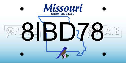 8IBD78 Missouri License Plate