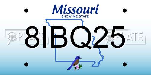 8IBQ25 Missouri License Plate