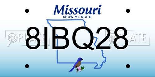 8IBQ28 Missouri License Plate