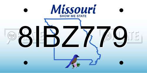 8IBZ779 Missouri License Plate