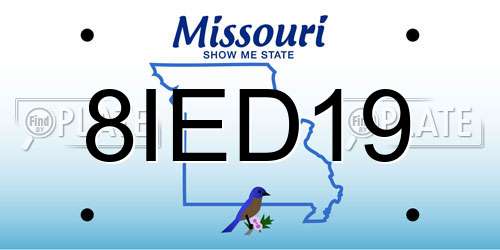 8IED19 Missouri License Plate