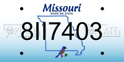 8II7403 Missouri License Plate