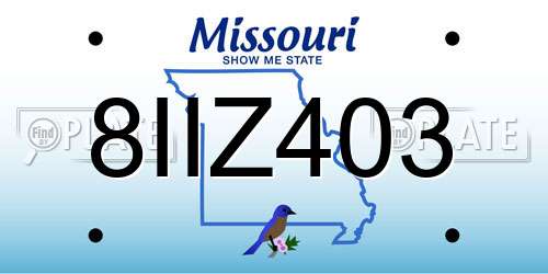 8IIZ403 Missouri License Plate