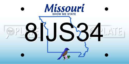 8IJS34 Missouri License Plate