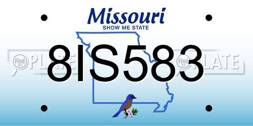 8IS583 Missouri License Plate