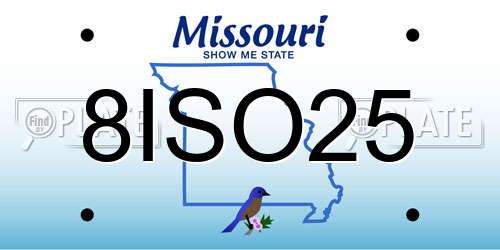 8ISO25 Missouri License Plate