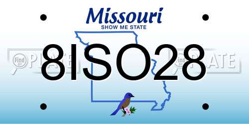 8ISO28 Missouri License Plate