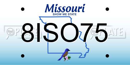 8ISO75 Missouri License Plate