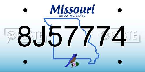 8J57774 Missouri License Plate