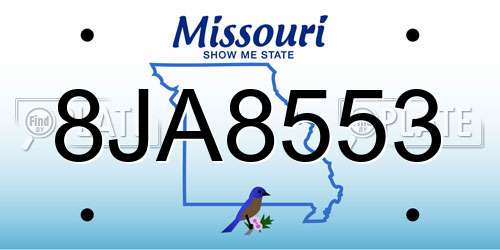 8JA8553 Missouri License Plate