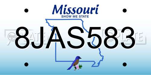 8JAS583 Missouri License Plate
