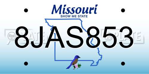 8JAS853 Missouri License Plate
