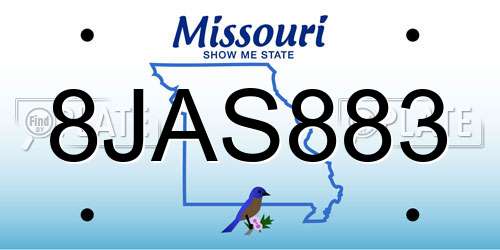 8JAS883 Missouri License Plate