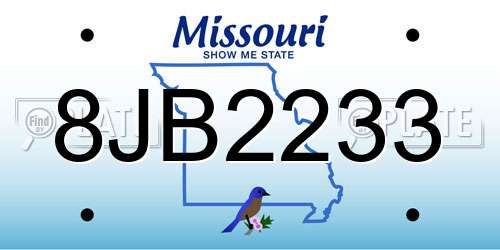 8JB2233 Missouri License Plate