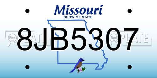 8JB5307 Missouri License Plate