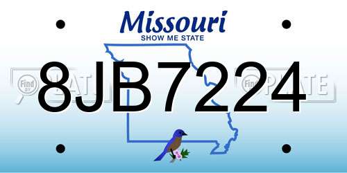 8JB7224 Missouri License Plate