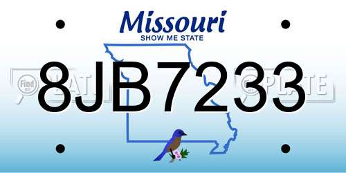8JB7233 Missouri License Plate