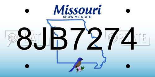 8JB7274 Missouri License Plate