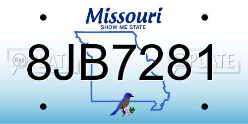 8JB7281 Missouri License Plate