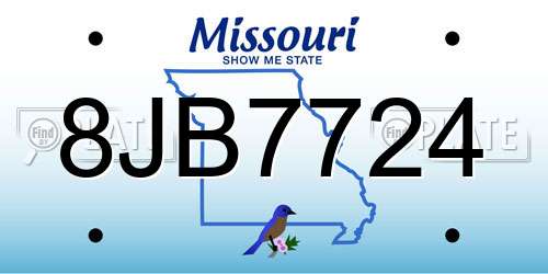 8JB7724 Missouri License Plate