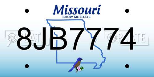 8JB7774 Missouri License Plate
