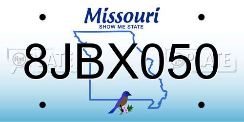 8JBX050 Missouri License Plate