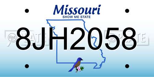 8JH2058 Missouri License Plate